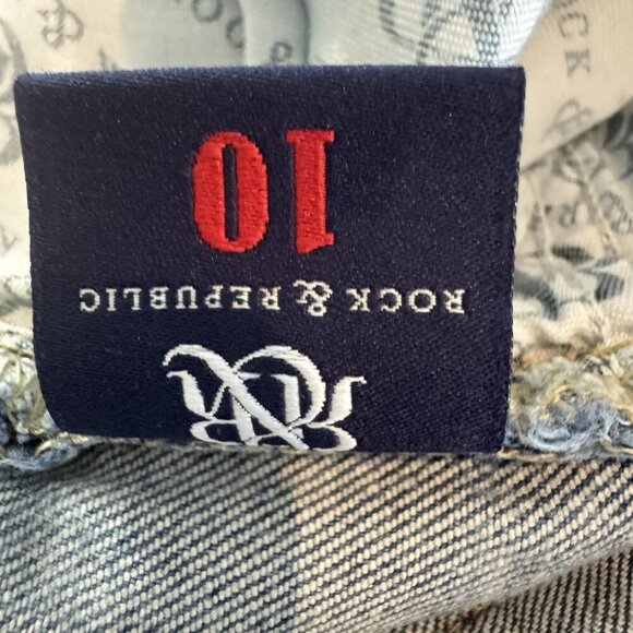 ROCK & REPUBLIC Y2K Berlin Jeans Womens 10 Light Blue Embroidered Pocket Distres - Picture 12 of 16